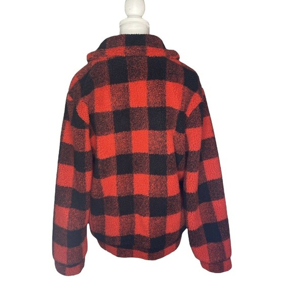 Elodie Red Black Buffalo Check Plaid Barn Jacket Shacket size Small - Picture 4 of 8